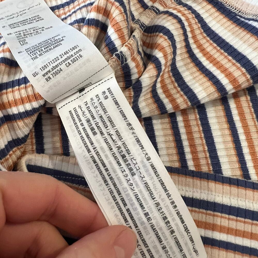 Abercrombie & Fitch Stretch Striped Button Detail Short Sleeve Dress Size XS NEW - Picture 7 of 12